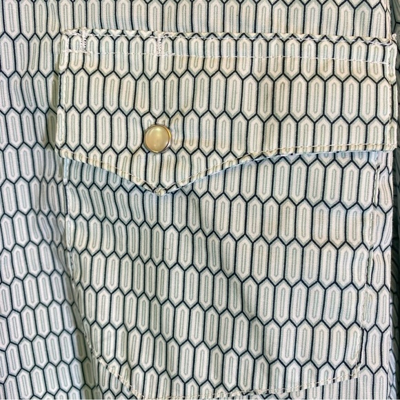 Wrangler Men's XXL Wrancher Green Geometric Print Long-Sleeve Pearl Snap Shirt - Picture 9 of 10